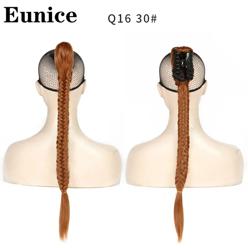 Синтетические Длинные рыбий хвост косички волосы конский хвост наращивание Клип В шнурок прямые плетение конский хвост шиньон для женщин Eunice - Цвет: Q16 30