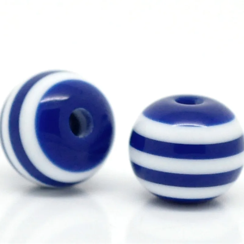 DoreenBeads модные шарики из смолы глубокий синий узор в полоску DIY Изготовление