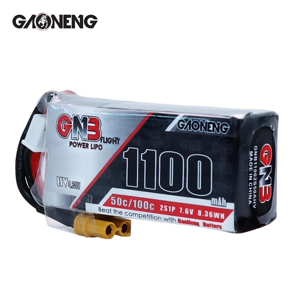 2 шт Gaoneng 7,6 V 1100Mah 50C 2S HV 4,35 V Lipo батарея XT30 XT60 JST Разъем для RC FPV гоночный Дрон