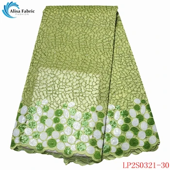 

Alisa french sequin lace fabric 2020 high quality embroidery with stones 5 yards/pcs african laces nigerian mesh fabrics for DIY