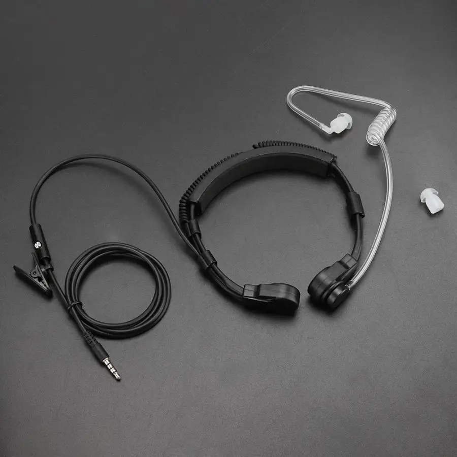 3.5mm Throat Mic Microphone Earphone PTT Adjustable Concealed Air Conduit for Smartphone earphones noise reduction | Электроника