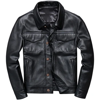 

Men's Genuine Leather Jacket Real Cow Leather Coat Spring Autumn Cowhide Motorcycle Jacket Chaqueta Cuero Hombre T-1215 KJ6108