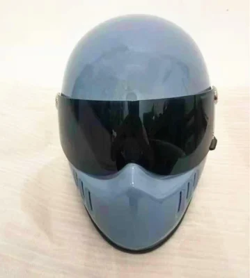 TT& CO ретро мотоцикл электромобиль полный шлем стекло стальной материал шлем - Цвет: Gloss grey 2