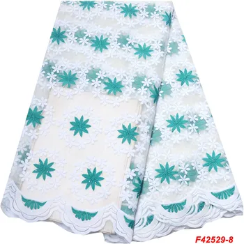 

African Cord Lace Fabrics Tulle Milk silk Mesh Embroidered High Quality Nigerian Lace fabric For France lace party dress F4-2529