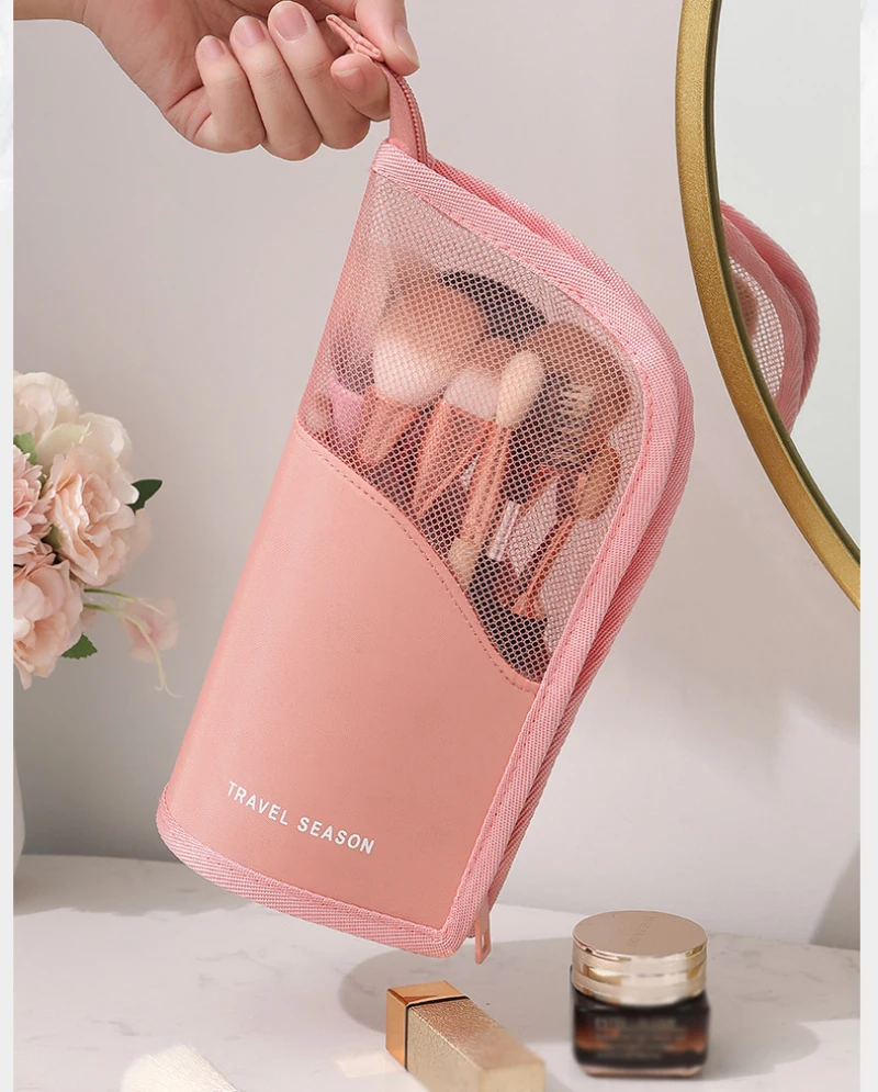 

Fashion Makeup Storage Bags For Women Make Up Brush Bucket Portable Cosmetic Storage Case Simple Travel Waterproof Purse Design