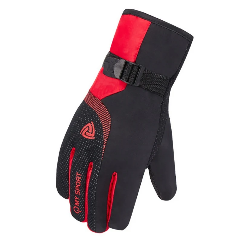 Мужские и женские зимние перчатки Зимние перчатки с сенсорным экраном теплые водонепроницаемые ветрозащитные лыжные перчатки флисовые сноубордические Мотоциклетные Перчатки - Цвет: Red
