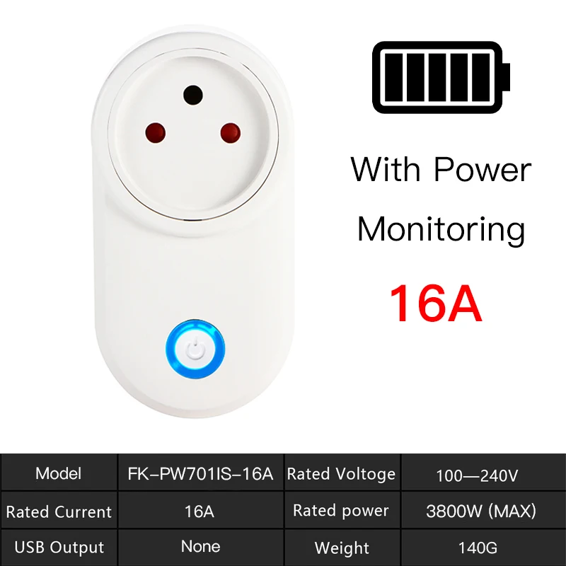 FrankEver 16A Wifi умная розетка, Israel штепсельная розетка с контролем мощности, работает с Google Home Alexa IFTTT Tuya Smart Life APP