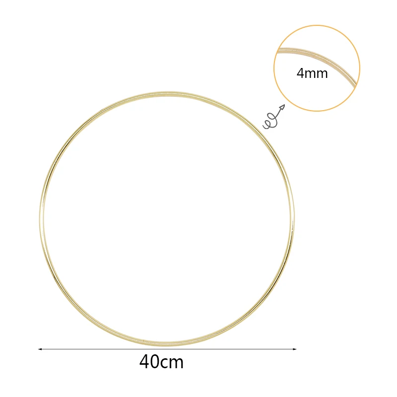1pc 400x4mm 10-40 см золотое металлическое кольцо, свадебное украшение, Свадебный веночек, сделай сам, ловля мечты, обруч, материал, искусственный цветок, стойка для рукоделия, обручи - Цвет: 1pc 400x4mm