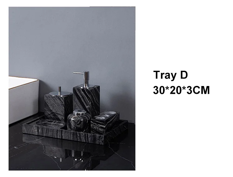 Ancient Wood Grain Marble Bathroom Soap Dispenser Toothbrush Holder Image 13