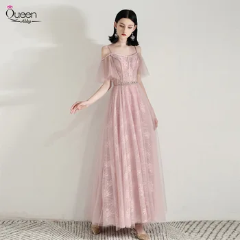 

Gorgeous Evening Dress A-line Floor-length Special Short Sleeves Off-shoulder Dress with Sashes for Party