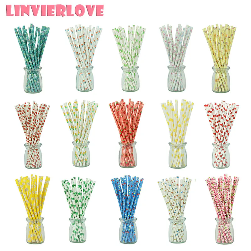 LINVIERLOVE 25 шт. бумажные соломинки для питья свадьбы вечеринки украшения стола день