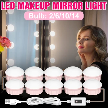 

USB Hand Sweep Sensor DC 12V Cosmetic Light LED Hollywood Makeup Mirror Lamp 2 6 10 14Bulbs LED Dressing Table Mirror Lighting