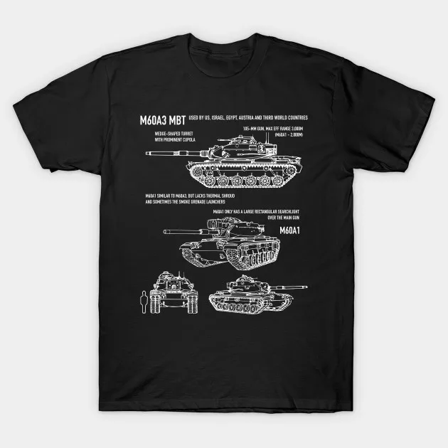 M60A3 Patton Tank Men's T Shirt US-Army Recognition Details of An Main Battle | Мужская одежда