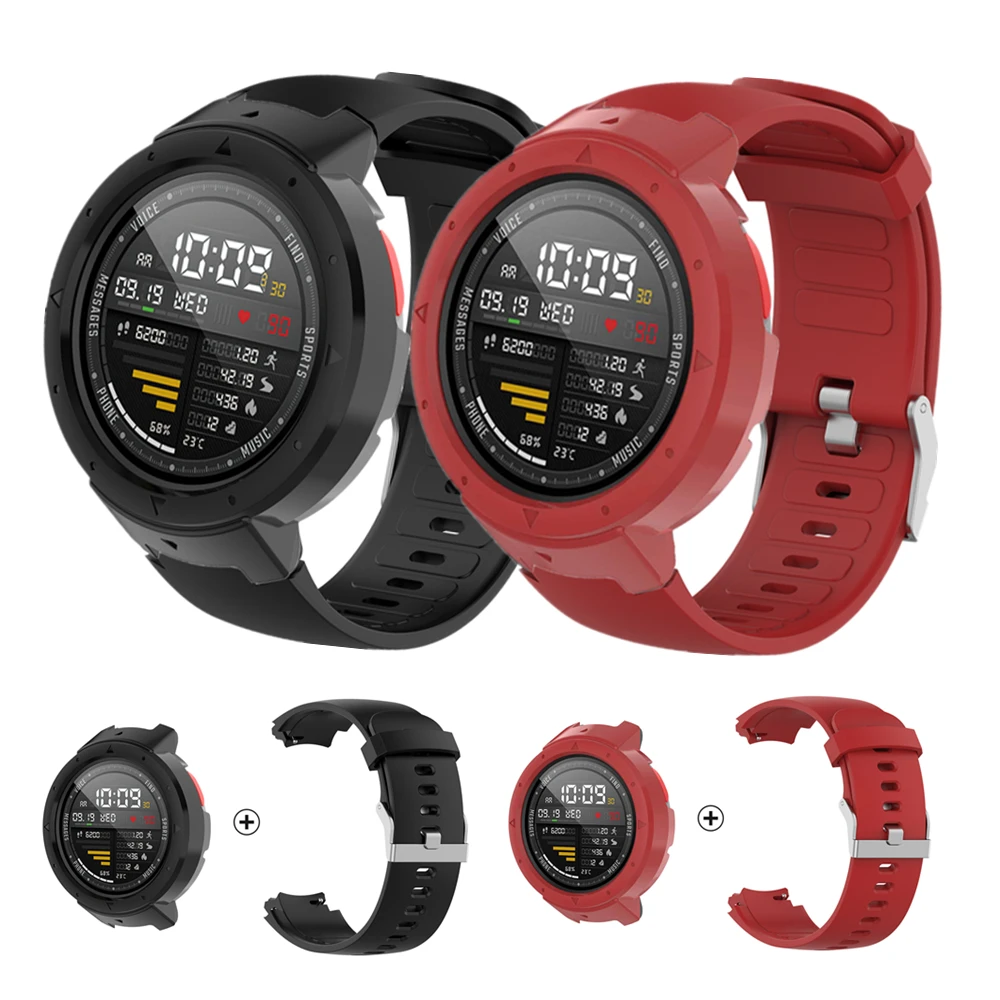 

Bracelet For Amazfit Verge Strap Smart Watch Band For Xiaomi Amazfit Verge 3 Case Cover Silicone Watchband + PC Protector Frame