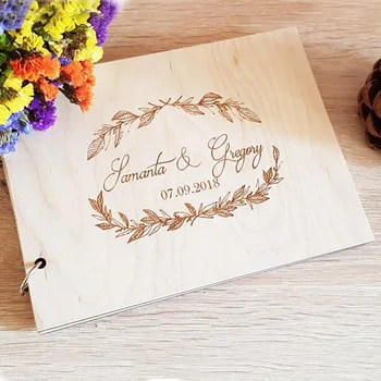 

Wedding Guest Book Wooden Wedding Album Wedding Book Wooden Book Personalized guest sign in book phot Alternative Guest Book
