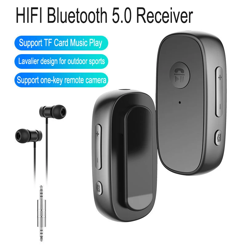 JINSERTA Lavalier Bluetooth 5 0 приемник наушники АДАПТЕРНЫЕ одна клавиша Удаленная камера