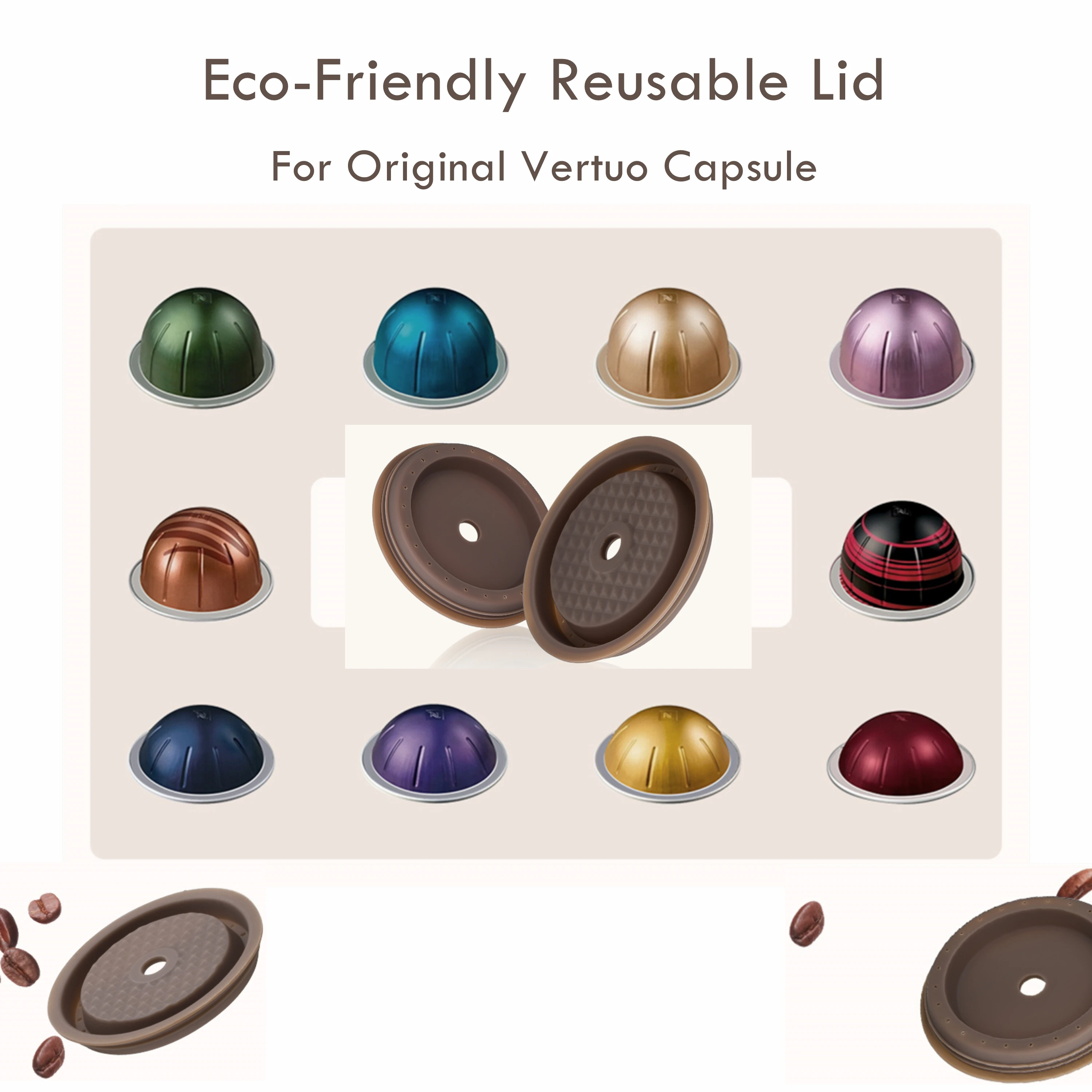 Reusable Cap for Nespresso Vertuo and VertuoLine Capsules Refillable Food  Grade Silicone Lid Cover Compatible with Original Pods