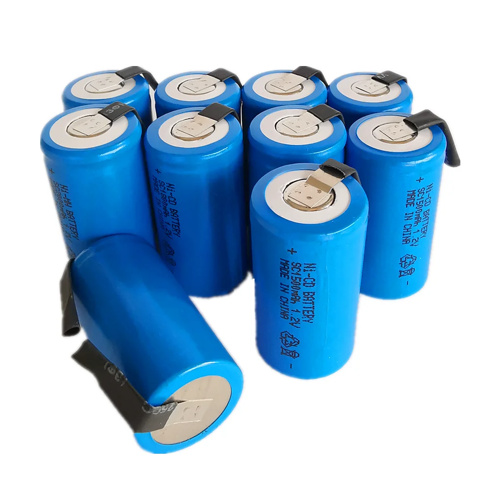 Истинная емкость 1 2 в 10 шт. Ni CD SC1500mAh аккумуляторы высокой мощности 10C с вкладками