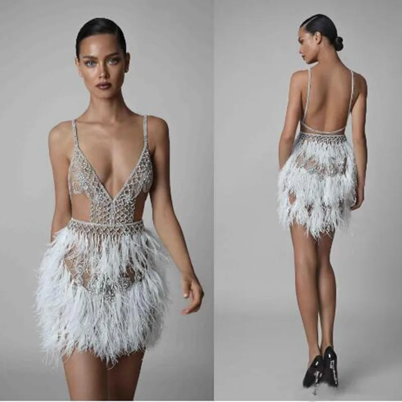 Короткое платье для вечеринок с перьями, аппликация из кристаллов, Vestido De Curto, выше колена, на заказ, вечерние платья на выпускной, сексуальное