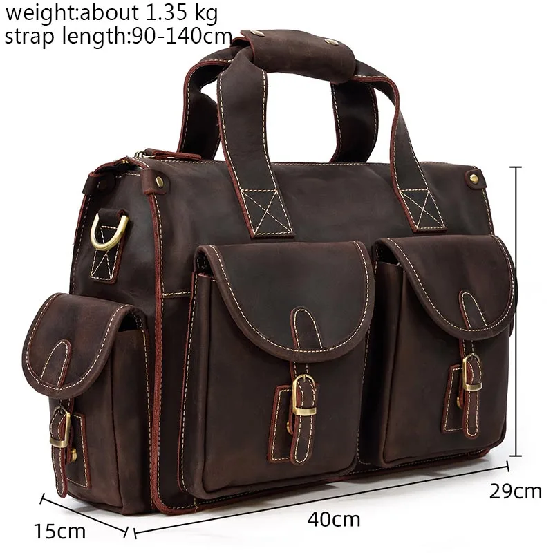 Cow Shoulder Messenger Bag Office Handbag Vintage Crazy Horse Genuine Leather Men Briefcase 15inch Laptop Business Tote 23 H8732b6c9f7b04a539c8f08faa6b19ab1T