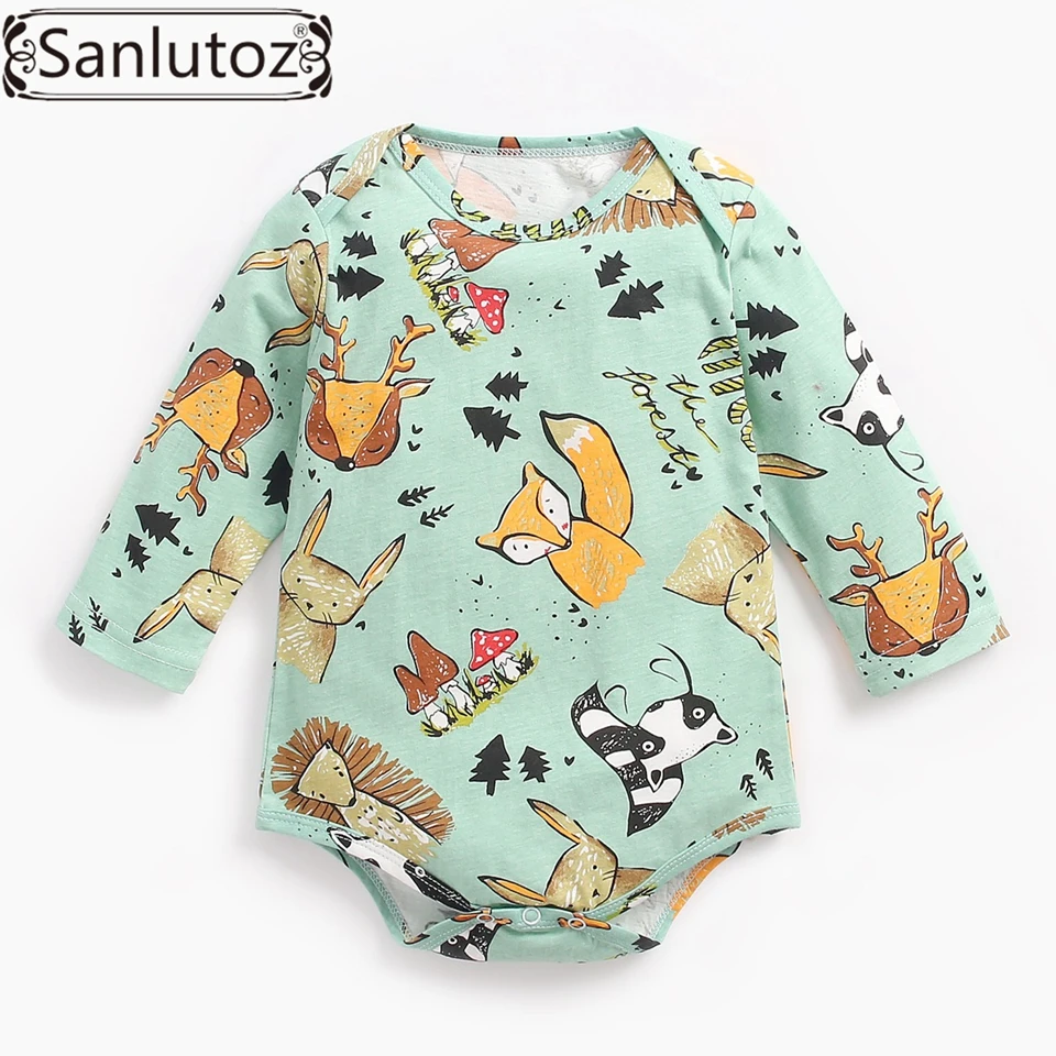 Sanlutoz/Мультяшные Детские боди из хлопка с длинными рукавами; одежда для малышей; зимний комбинезон для детей; милый комбинезон для новорожденных - Цвет: as the picture
