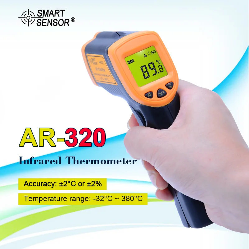 Умный датчик AR320 цифровой Бесконтактный инфракрасный термометр ИК лазерный точечный температурный пистолет-26F~ 716F(-32C~ 380C) пирометр