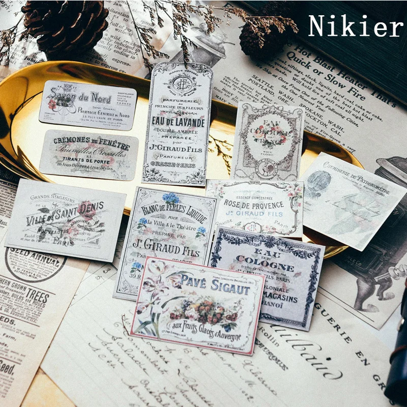 

10 PCS Vintage French Rose Flower Frame Sticker Retro Card Label Decoration Handmade Daily Ablum Plan Diy Scrapbook Stickers