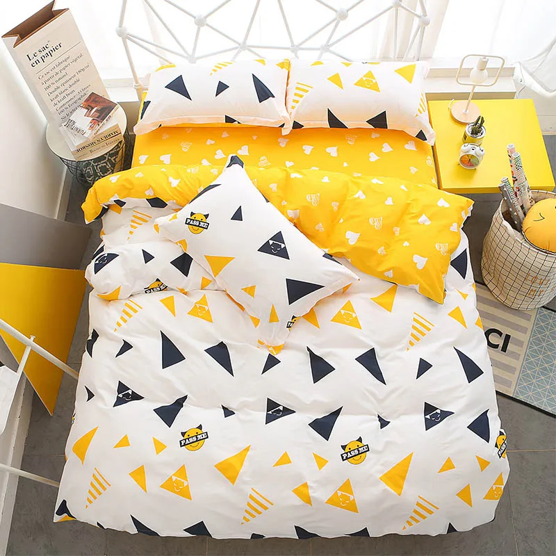 color7 Dreamort/ хлопковое популярное Полосатое короткое стильное покрывало королевского размера из 4 предметов, простыня+ пододеяльник+ наволочка - Цвет: color7