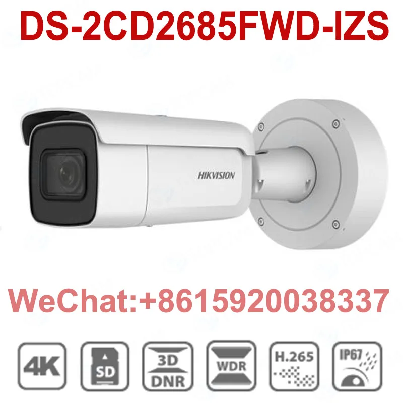 Hikvision оригинальная DS-2CD2685FWD-IZS пуля камера 8MP видеокамера POE CCTV 50 м IR диапазон IP67 IK10 H.265+ 2,8-12 мм зум