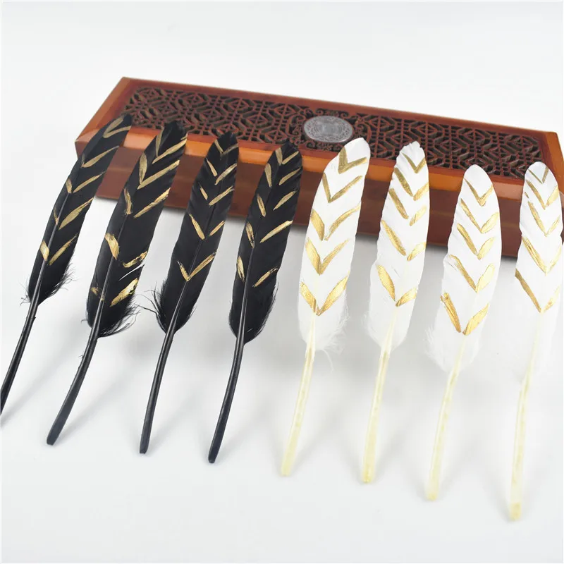 Gold Dipped Duck Feather Goose Feathers for crafts 12-18CM/5-7inch beautiful Natural Plumes jewelry making DIY Decor | Дом и сад