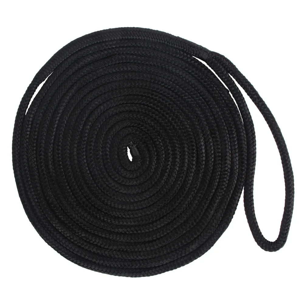 16.5/25/50ft Double Braided Nylon Dock Lines 12” Eyelet boat ropes for  docking with loop dock lines for boats marine anchor rope
