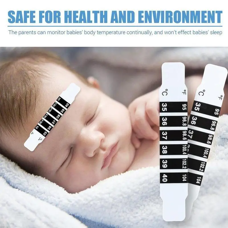 

10pcs LCD Thermometer Strip ABS Reusable Flexible Head Fever Forehead Thermometer Sticker Color Change Home Test Temperature