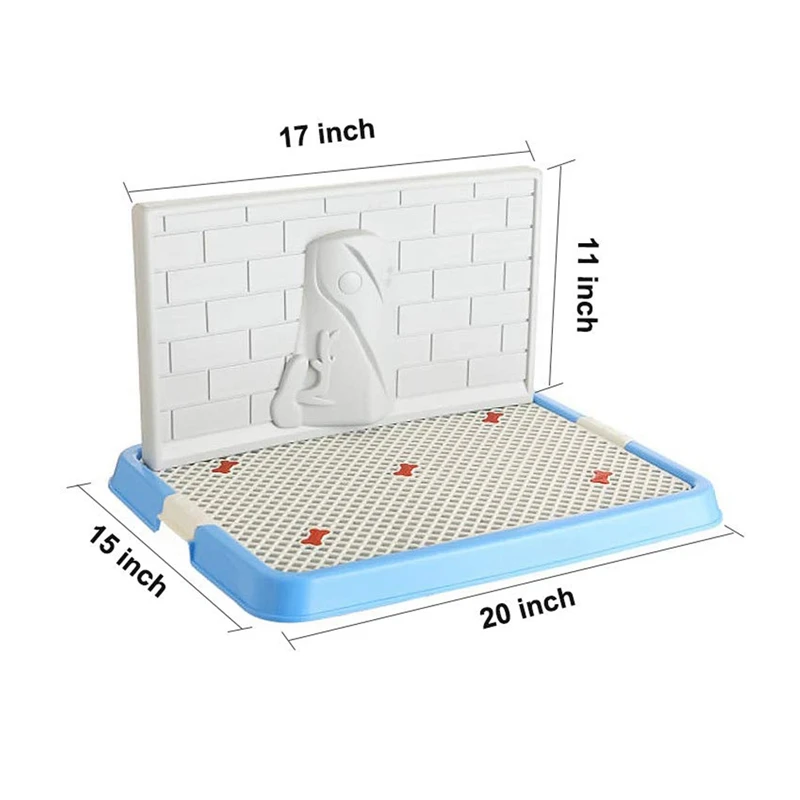 

Indoor Pet Dog Puppy Potty Tray with Pee Post Protection Simulation Wall,No-Torn Puppy Pad Dog Toilet for Male/Boy Puppies and L