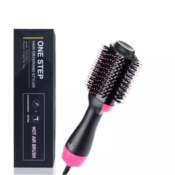 

One Step Hair Dryer and Volumizer, FanJazz Salon Hot Air Paddle Styling Brush Negative Ion Generator Hair Straightener Curler Co