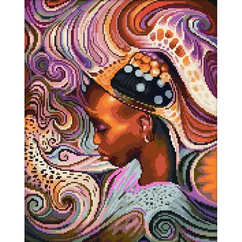 

Diamond embroidery creative full round diamond African woman diamond painting handmade home decoration mosaic art