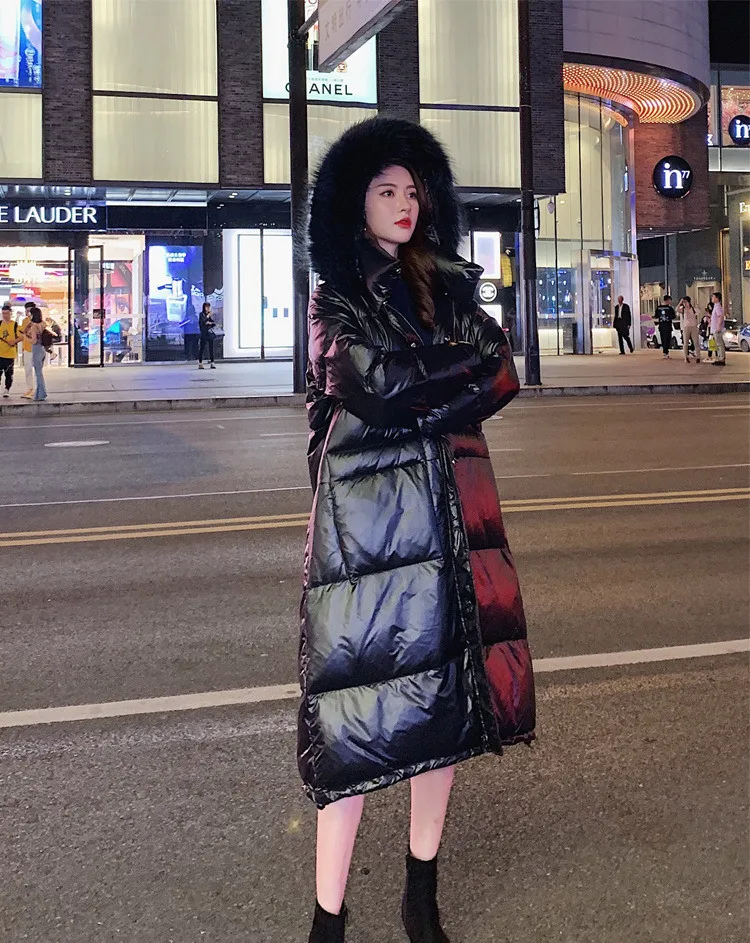 TopFurMall) зимние женские парки пуховики куртки Толстовка с мехом енота леди теплая верхняя одежда пальто LF9195