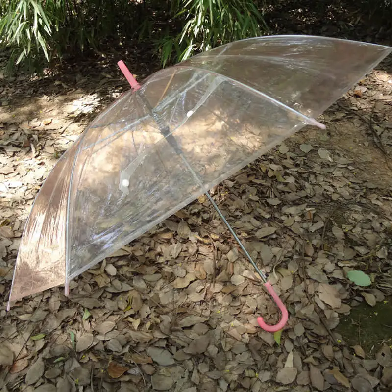Полуавтоматические Прозрачные зонтики для защиты от ветра и дождя с длинной ручкой зонтик ясное поле зрения - Цвет: Белый