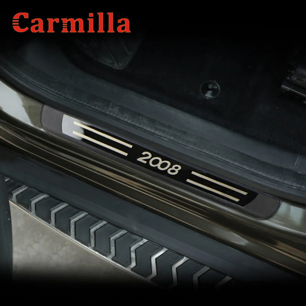 4Pcs Car Door Sill Scuff Plate Cover Trim Fit for Peugeot 2008 Accessories