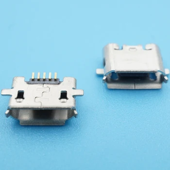 

50pcs/lot Micro USB Connector 5Pin With Curling Side Female Socket Charging Port Jack Replacement Parts For Huawei Lenovo etc