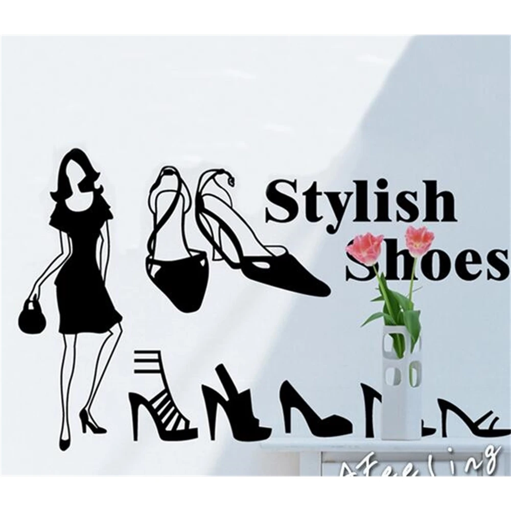 Negozio Di Scarpe Alla Moda Vetrina Decorazione Adesivo Per Finestre In Vetro Adesivi Murali Adesivo Per Shopping Girl Mall