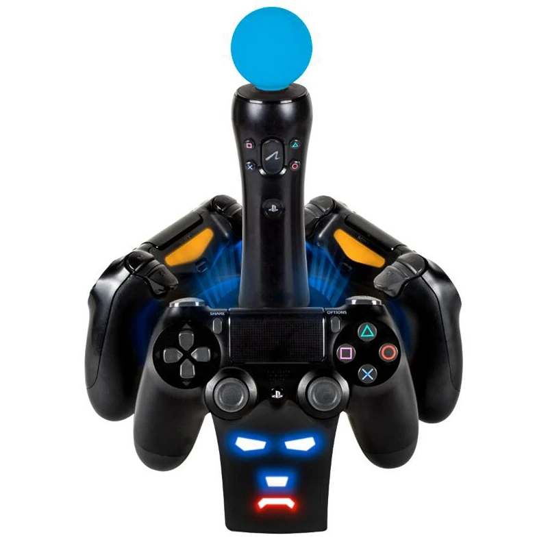 FFYY-Console 3 порта зарядное устройство док-станция зарядная РУЧКА СТАНЦИЯ Тройная с синим светодиодом для Ps4
