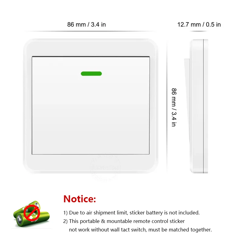Кнопочный пульт дистанционного управления беспроводной настенный переключатель портативная наклейка кнопочный переключатель RF кулисный переключатель 10A, 110~ 250 В, 86*86 мм