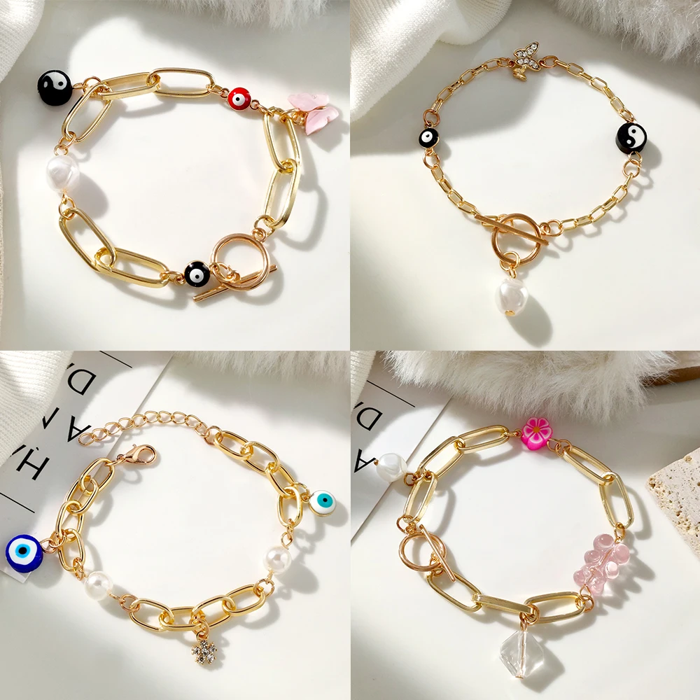 Bracelets de perles asymétriques pour femmes, bracelet de chien ballon rose,  bracelet de perles irrigation arc-en-ciel, main de dessin animé de chiot,  bijoux Boho JOY2K, 2022 - AliExpress