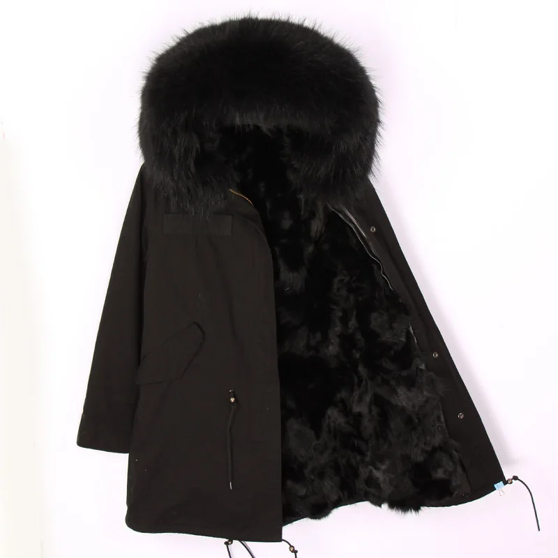 real natural fur coat raccoon fur collar hooded real fox fur liner outwear high quality new man long parka winter jacket