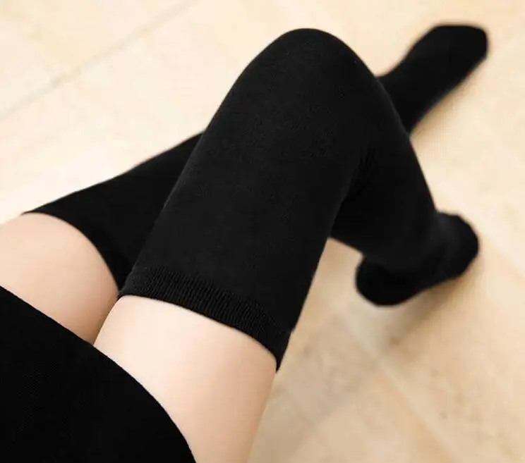 4 Colors Three-Bar Striped Socks Gilr Knee High Socks Cotton Non-Slip Sweat-Absorbing Deodorant Thigh Overknee Long Socks Women
