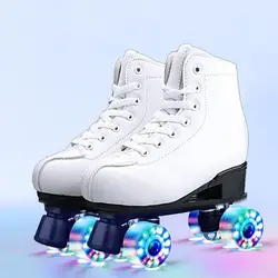 Genuine Leather Skate Shoes Professional Beginner Personalized Waterproof Classical Unisex Patins Quad Roller Skate Shoes KC50LH
