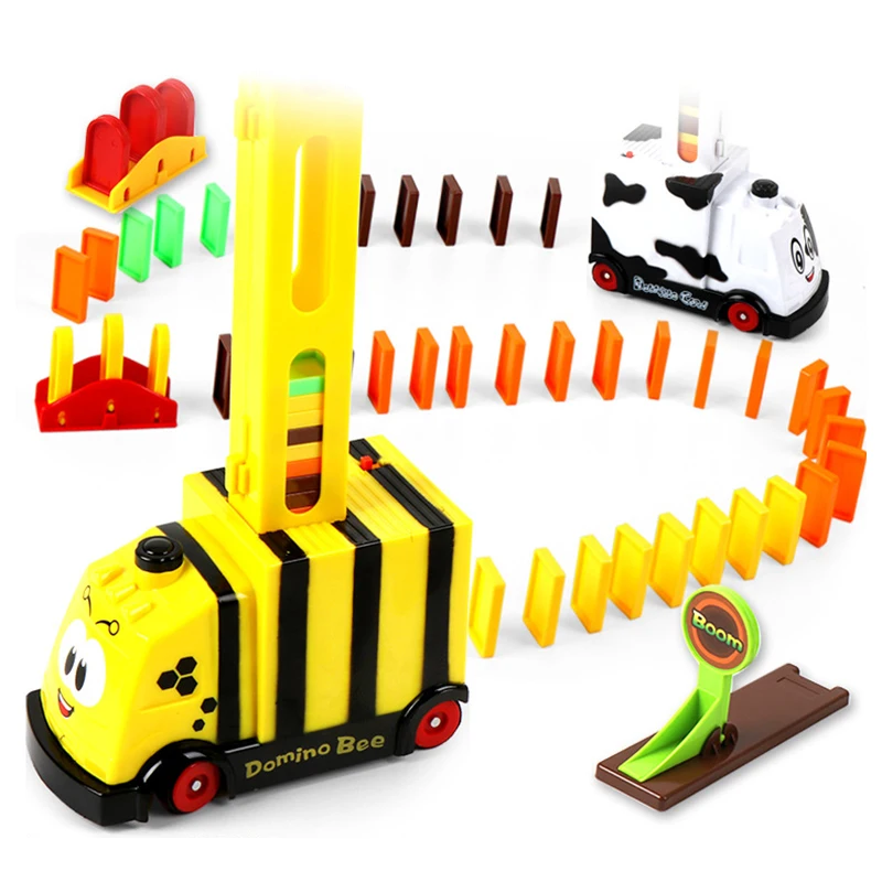 Automatic Laying Domino Brick Kids Train Car Set Sound Light Colorful Dominoes Blocks Game Educational DIY Plastic Toy | Игрушки и хобби