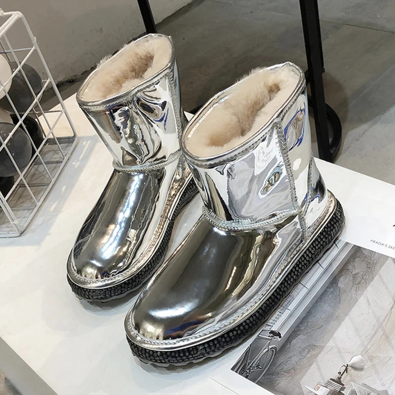 Женские ботинки высокого качества; Новое поступление года; Водонепроницаемая зимняя обувь с густым мехом; нескользящие женские зимние ботинки на платформе; Botas