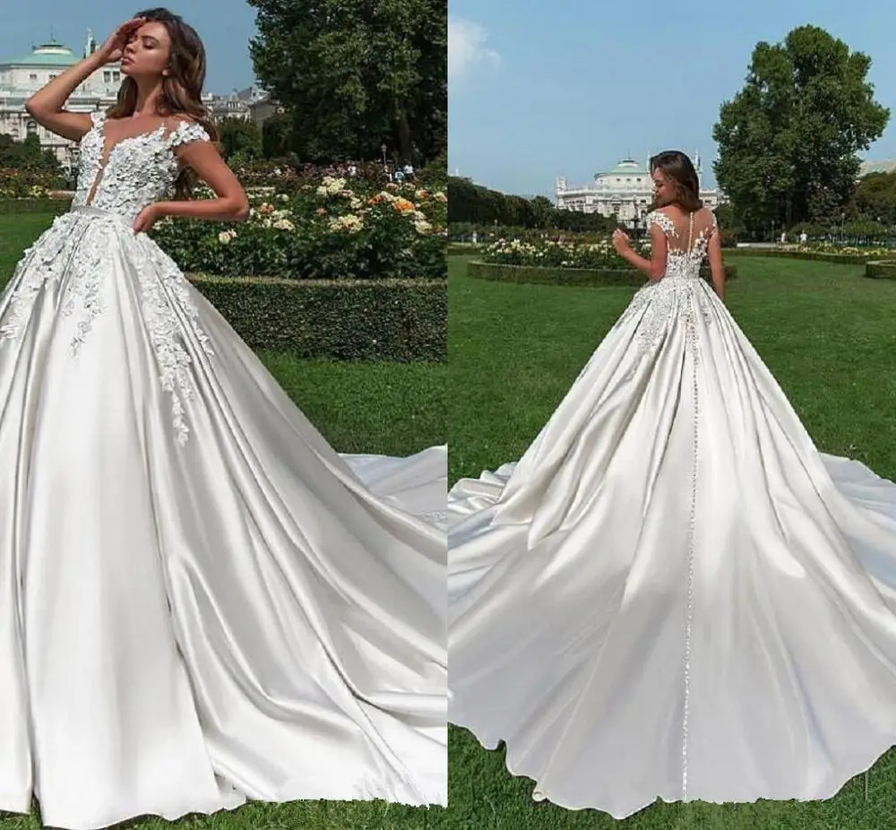 Vestido de novia винтажное белое свадебное платье принцессы с открытой спиной свадебное платье плюс размер бальное платье Свадебные платья