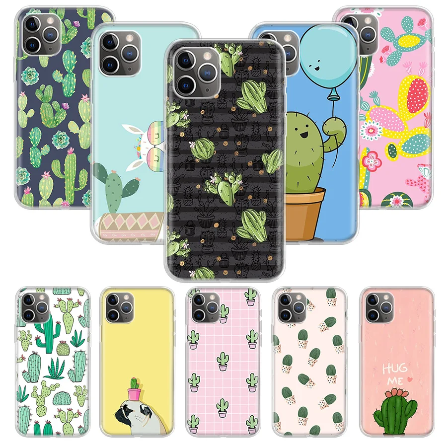 Cactus Vintage Flower Case for Apple iphone 11 Pro XS Max XR X 7 8 6 6S Plus 5 5S SE 10 Ten Gift Silicone Phone Cover Coque